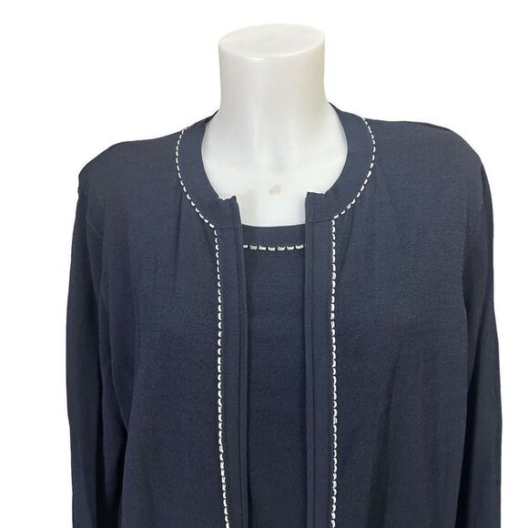 Elana by Tanner 2-Piece Cardigan & Tank‎ Navy Knit Set size 1 / Large NEW - Picture 2 of 12